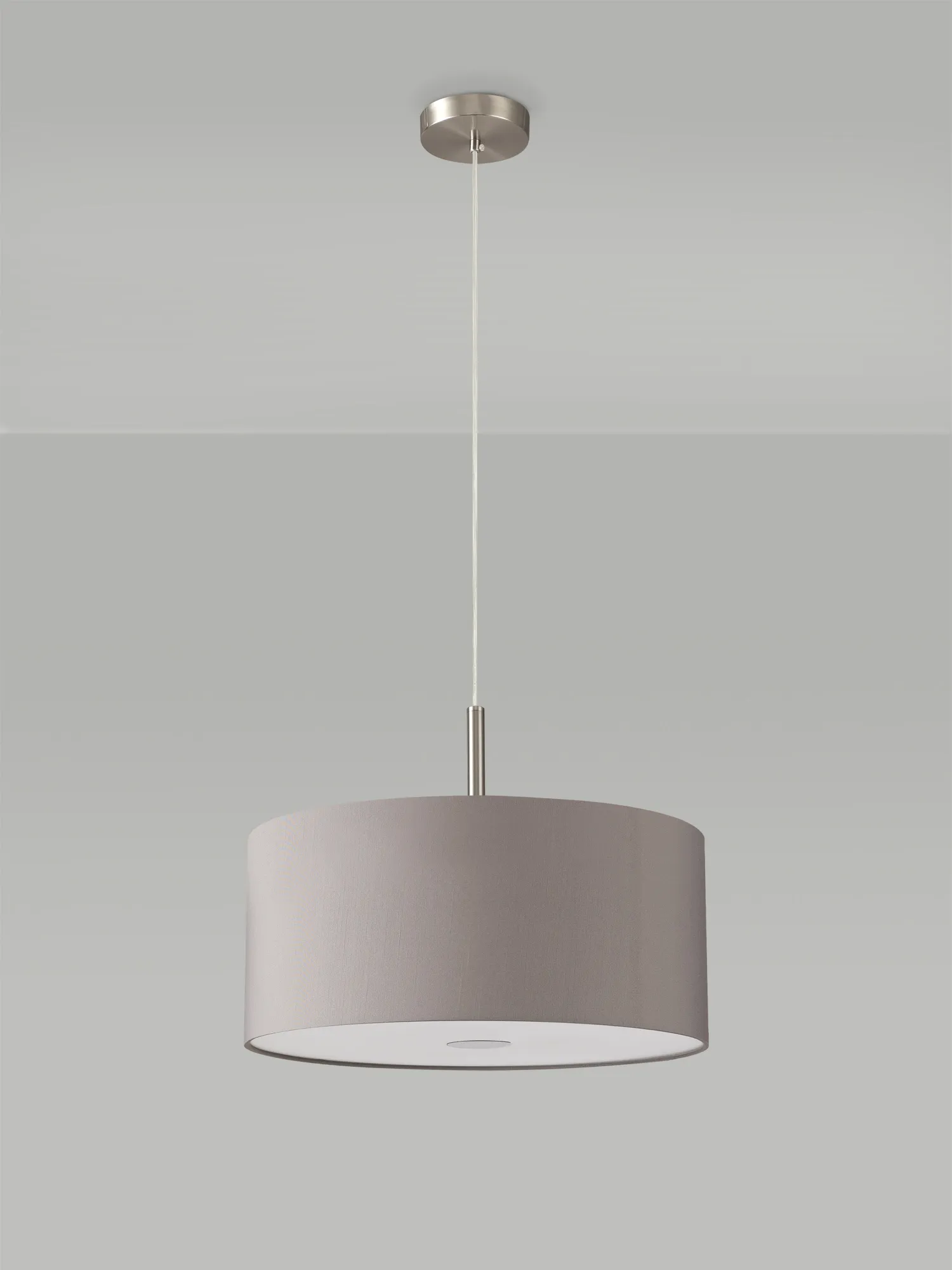 Baymont 40cm 3 Light Pendant Satin Nickel, Grey, Frosted Diffuser DK0446  Deco Baymont SN GR